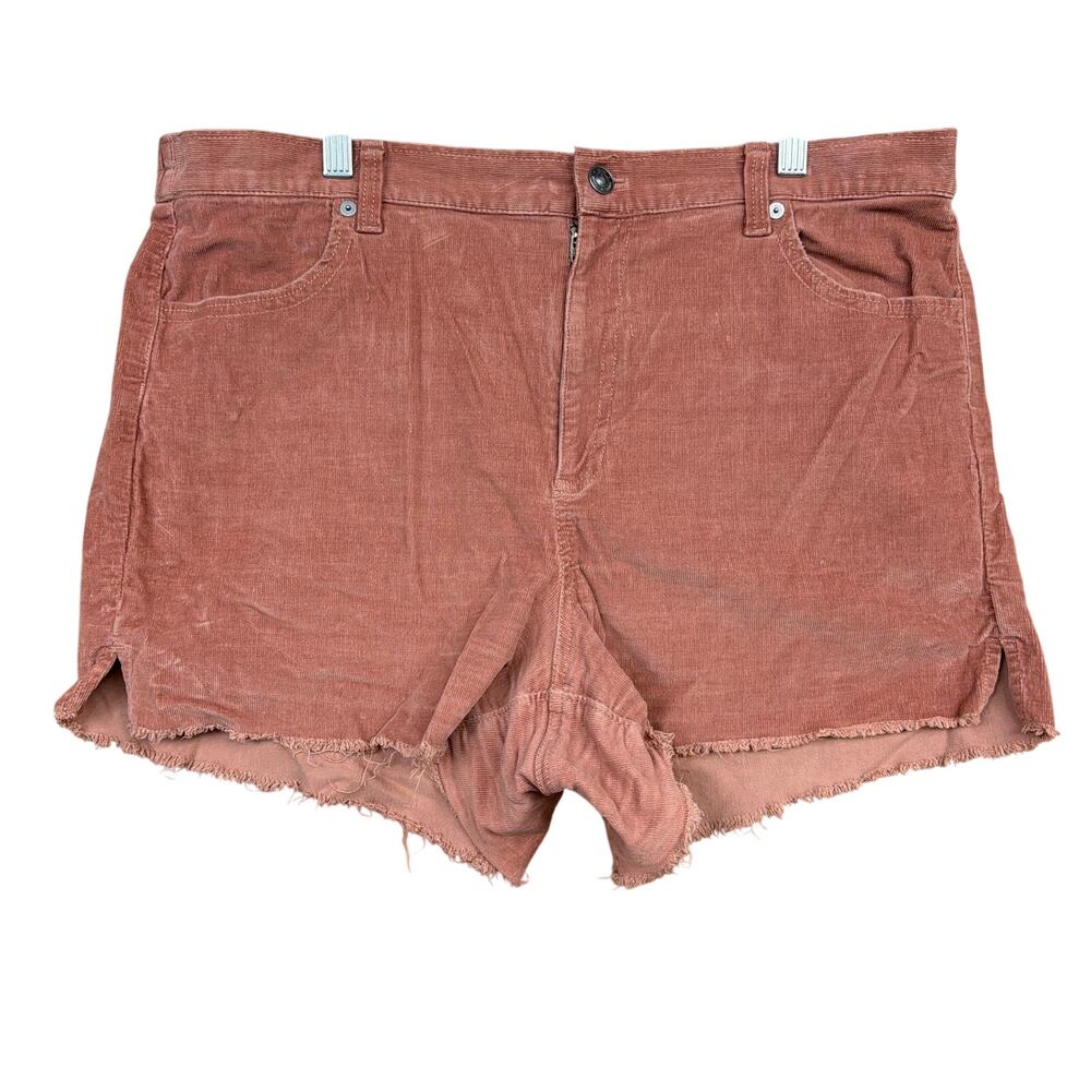 Aerie Womens Shorts Blush Pink Corduroy Raw Hem Elastic Back Stretch XL